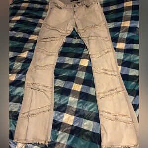 Slim Distressed Light Tan Stacked Jeans